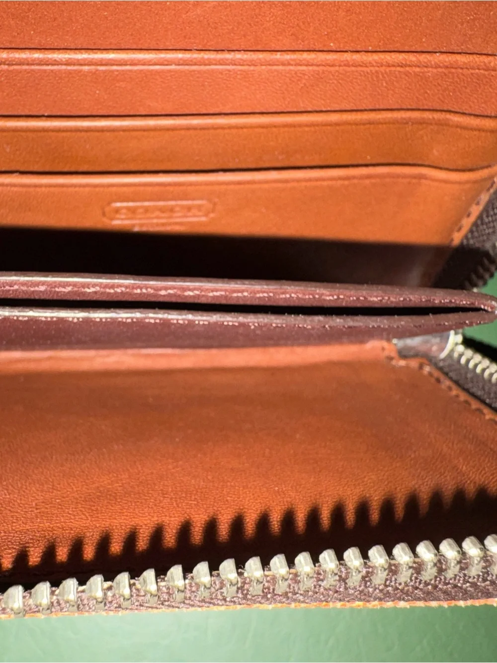 Vintage Coach Orange Canvas and Brown Leather L Zip Wallet